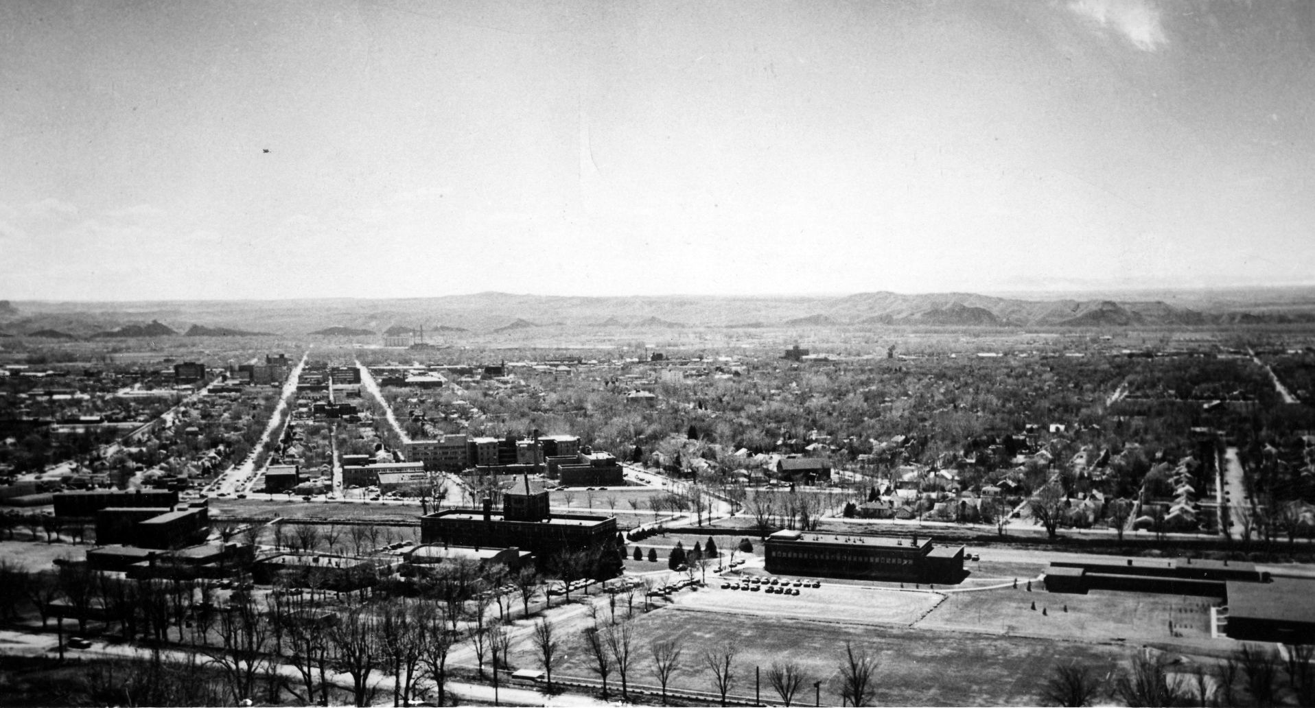 View of Eastern Montana College and Yellowstone Valley, 1959